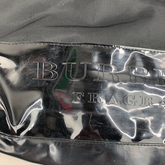 Burberry Large Tote Bag Black Nylon Fragrance Collection Shiny bottom Snap close - Picture 3 of 16